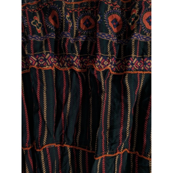 Peasant Tiered Off The Shoulder‎ Tunic Dress Black Orange - Picture 6 of 8